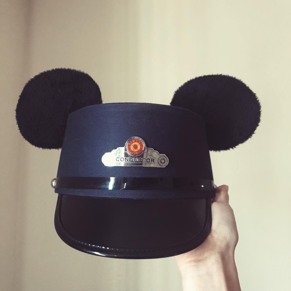 california adventure mickey mouse red car trolley conductor ear hat